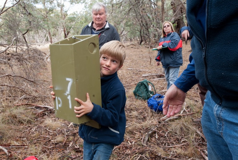 Manu helps out with the installation of Nest Boxes at Bald Hill Reserve.